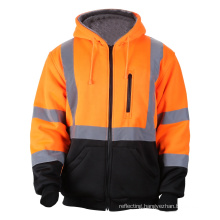 Lined Fleece Sweatshirts Mens Work Reflective Safety Jacket